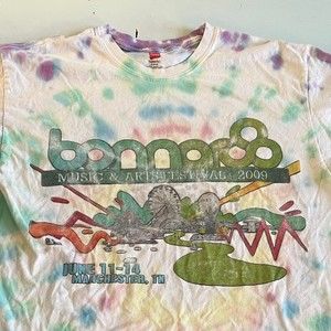 Vintage 2009 Bonnaroo Music & Arts Festival Tie-Dye T-Shirt Band Tee
